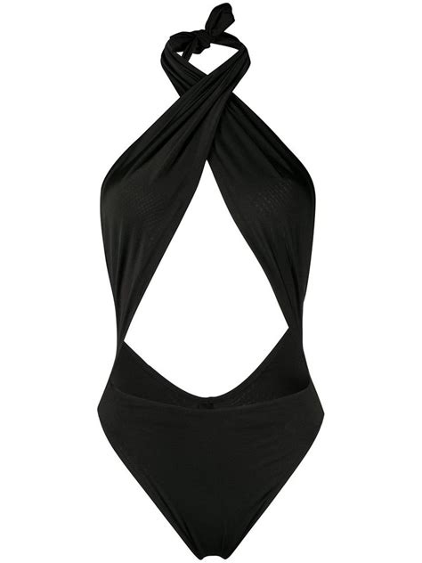 Reina Olga Showpony Cross Front Swimsuit In Black Modesens One
