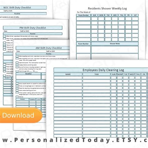 Printable Only Pdfs Assisted Living Caregiving Set Cleaning Etsy