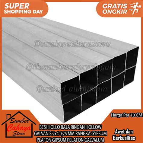 Jual Besi Hollo 2x4 Baja Ringan Hollow Galvanis 025 Mm Rangka Gypsum