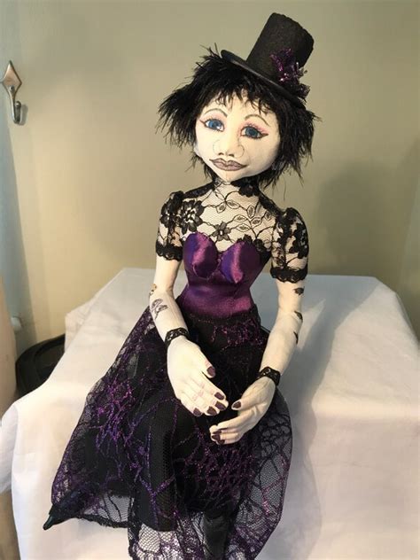 handmade cloth art doll gothic style ooak etsy