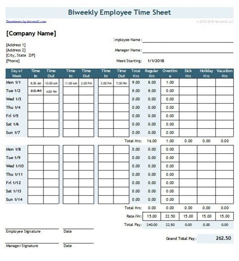 Excel Timesheet Template With Formulas Addictionary