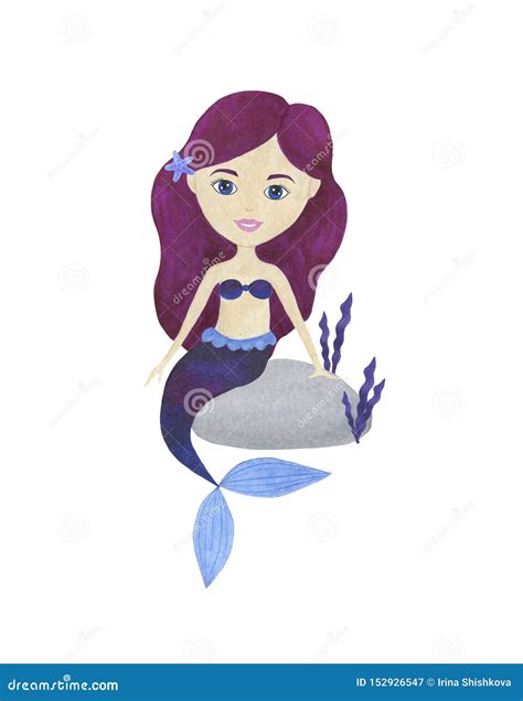Mermaid Watercolor Beautiful Set Of Illustrations Maritime Collection