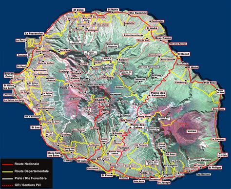 Large Detailed Tourist Map Of Reunion Reunion Large Detailed Tourist