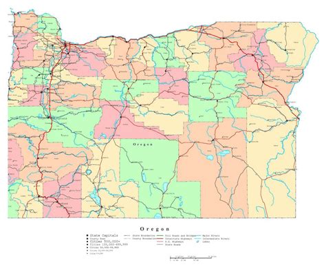 Large Detailed Administrative Map Of Oregon State With Roads Highways