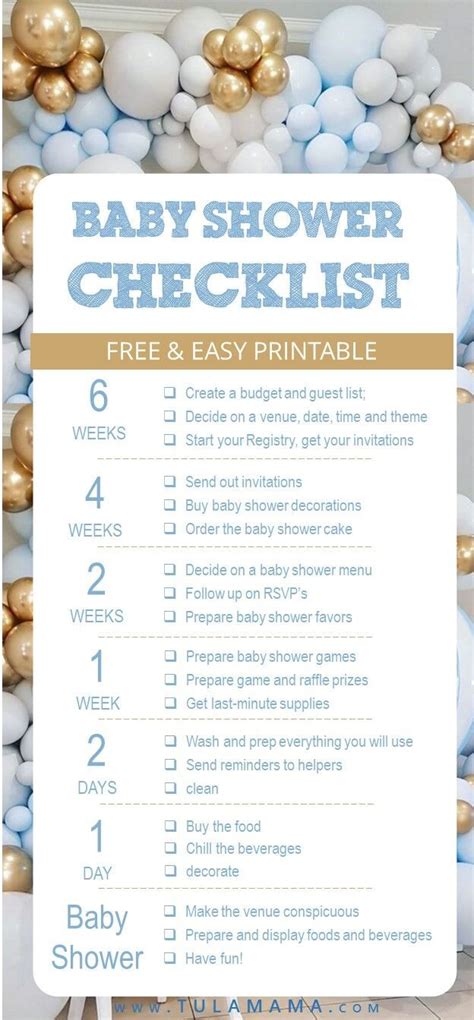 Printable Baby Shower Checklist
