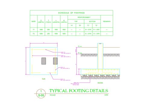 Typical Footing Details In Autocad Download Cad Free 3542 Kb