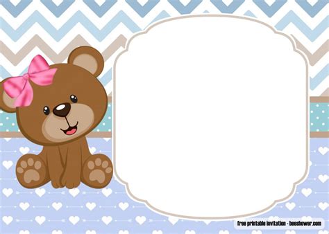 Free Printable Teddy Bear Baby Shower Invitations Template Free