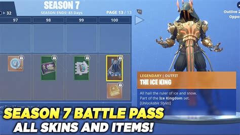 All Skins And Items Season 7 Battle Pass Tier 100 Fortnite Battle