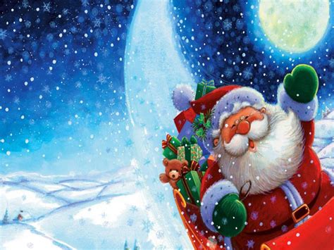 Santa claus on sled near full moon hd santa claus. Free Merry Christmas Santa Claus HD Wallpapers for iPad ...