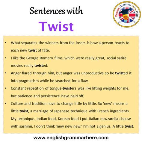 Sentences With Twist Twist In A Sentence In English Sentences For