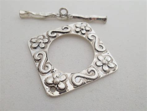1 Set Extra Large35mm X 35mm Square Antique Silver Necklace Floral