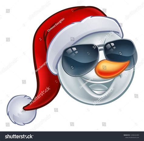 Cool Snowman Christmas Emoticon Emoji Wearing Stock Vector Royalty