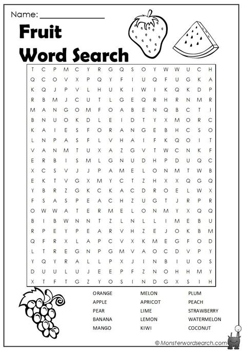 Cool Fruits Word Search Word Puzzles For Kids Word