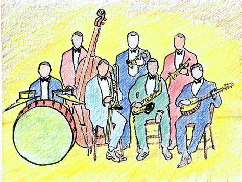 1920s Jazz Band Drawing By Mel Thompson
