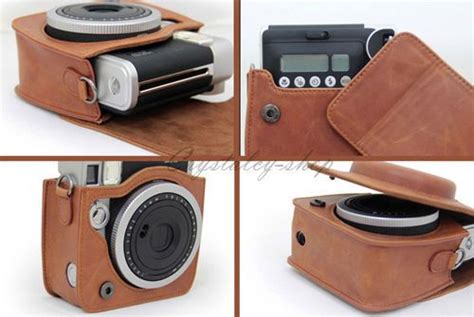 Brown Leather Bags Instax Mini 90 Instant Polaroid Case For Fujifilm