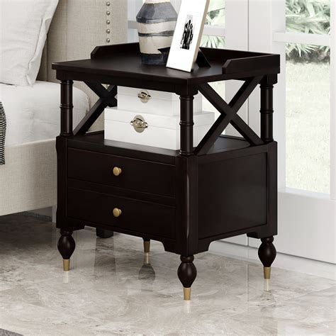 Luxury Accent Night Stand Side Table With 2 Drawer Nightstand Bedroom