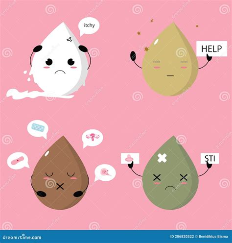 Vaginal Discharge Concept Illustration In Cute Or Kawaii Style Stock Vector Illustration Of