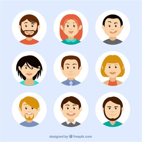 Avatars In Cartoon Style Vector Free Download
