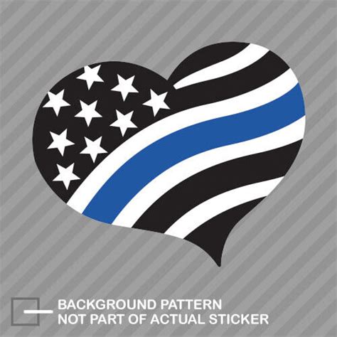 Waving Thin Blue Line Heart Sticker Decal Vinyl Blue Line Usa Flag
