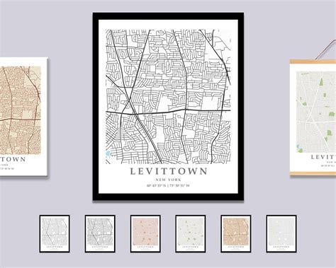 Levittown Ny City Map Print Levittown Street Map Poster Etsy