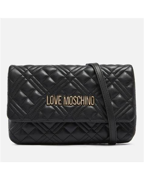 Love Moschino Quilted Chain Flap Cross Body Bag In Black Lyst