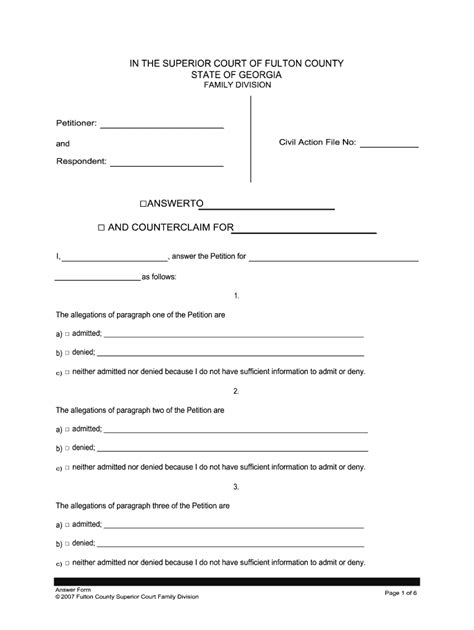 Fulton County Civil Court Fill And Sign Printable Template Online