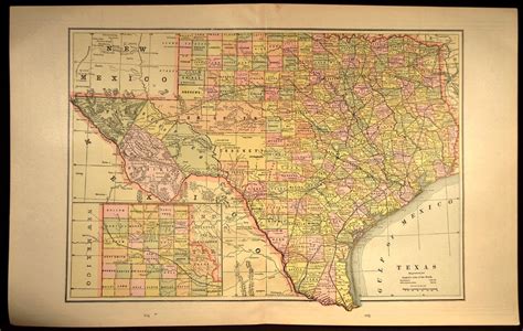 Texas Map Texas Large Antique Old Original 1800s 1887
