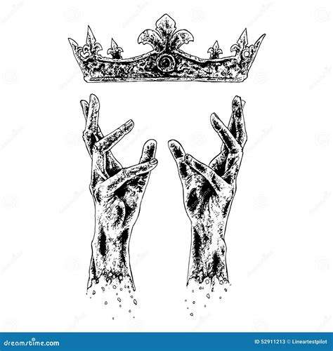 Hands Reaching For Crown Stock Illustration Illustration Of