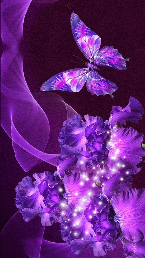 Phone Purple Glitter Butterfly Wallpaper Download Free Mock Up