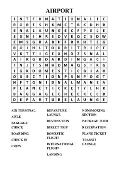 Airport Themed Word Search Puzzle Worksheet By Dancing Donut TPT