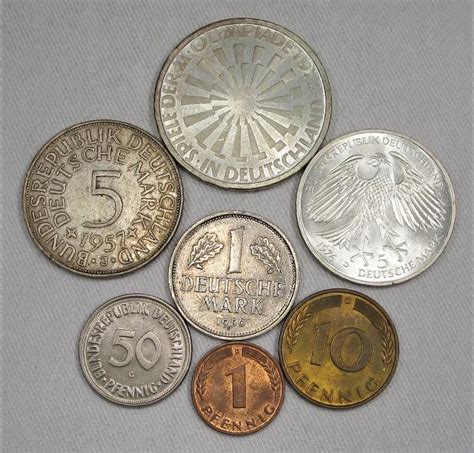 Lot Of 7 Vintage Foreign German Coins 1950 1976 Ag205 Etsy German