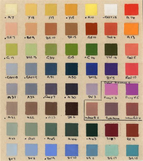 Pastel Colour Chart And Equivalent Names Bellamy S Bivouac