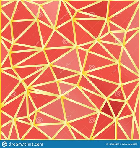 Coral Color Premium Background With Luxury Polygonal Pattern And Gold