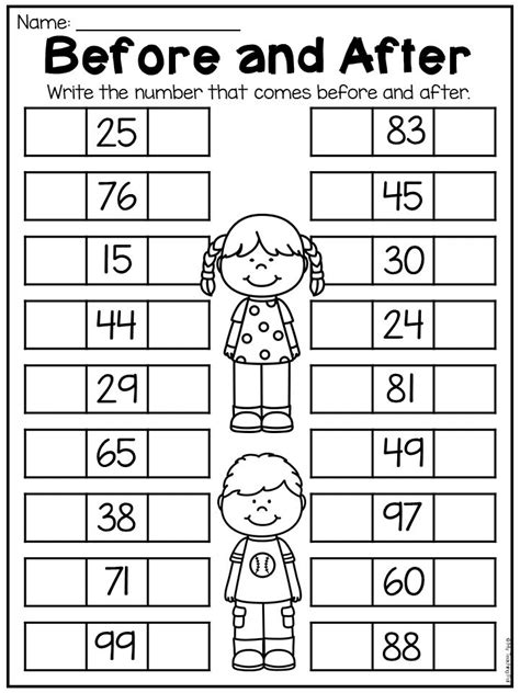 Before And After Worksheet For Numbers To 100 Students Write The