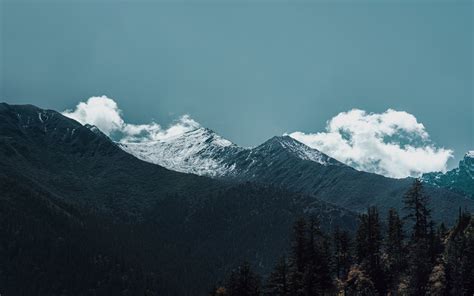 Download Wallpaper 3840x2400 Mountains Peaks Clouds Trees Landscape
