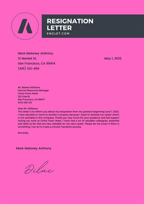 Resignation Letter Sample And Template