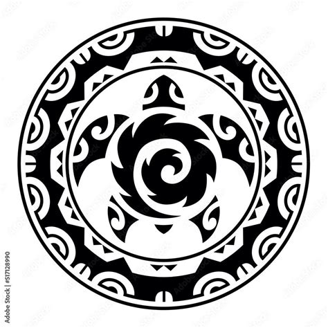 Download Sea Turtle Round Circle Ornament Maori Style Tattoo Sketch