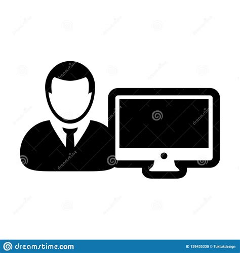 Admin Icon Vector Male Person User With Computer Monitor Screen Avatar