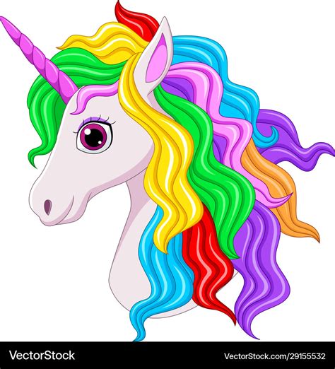 Cute Magical Unicorn Head Cartoon Royalty Free Vector Image