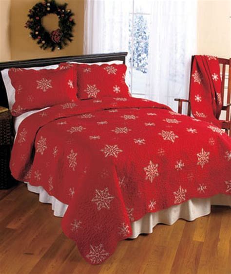 New Country Christmas Snowflake Quilt 3 Piece Set Fullqueen Or King