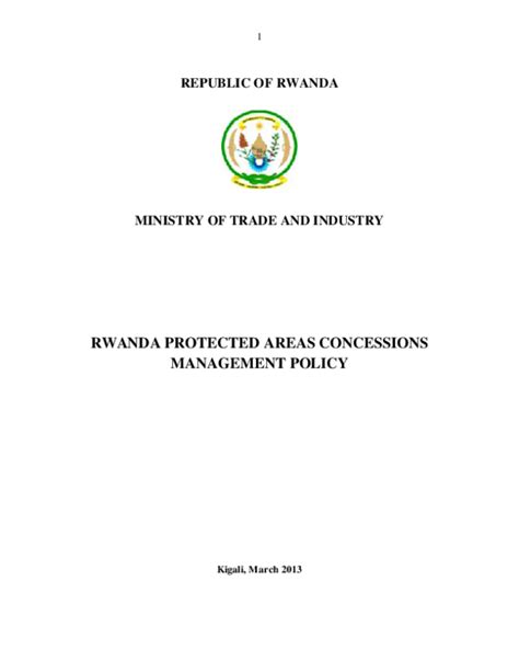 (PDF) REPUBLIC OF RWANDA MINISTRY OF TRADE AND INDUSTRY RWANDA PROTECTED AREAS CONCESSIONS ...