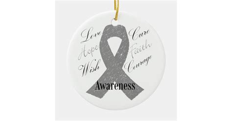 Grey Ribbon Brain Cancer Awareness Ceramic Ornament Zazzle