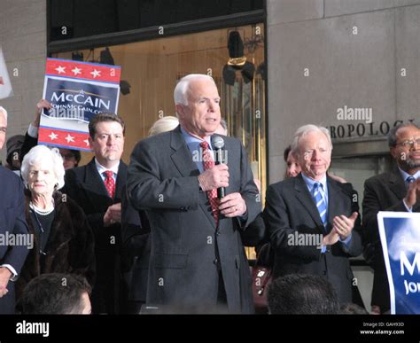 Republican Front Runner John Mccain Rally Rockefeller Plaza In