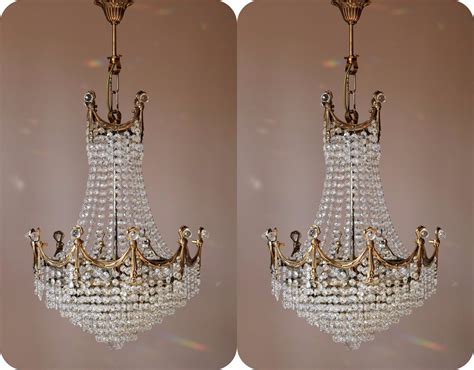 Two Matching Antique Vintage Chandeliers French Crystal Etsy