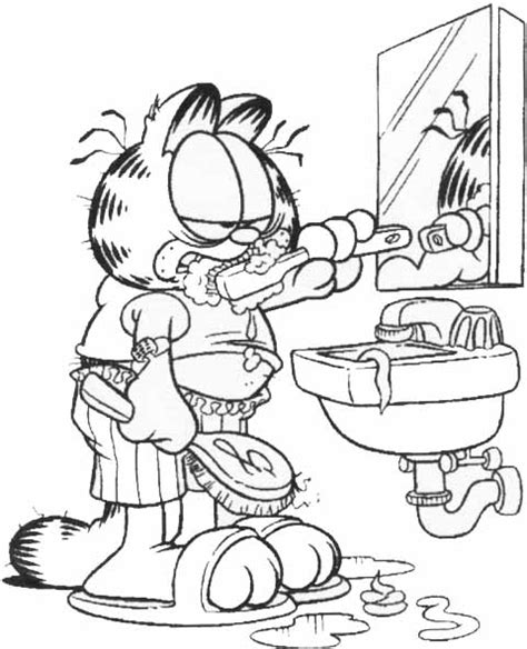 Desenho De Garfield Escovando Dentes Para Colorir Tudodesenhos My Xxx Hot Girl