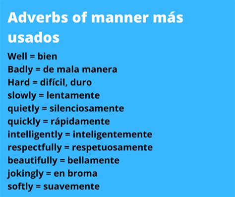 100 Ejemplos De Adverbios En Inglés Vn
