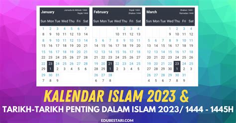Kalendar Islam And Tarikh Tarikh Penting Dalam Islam Tahun 2023 1444