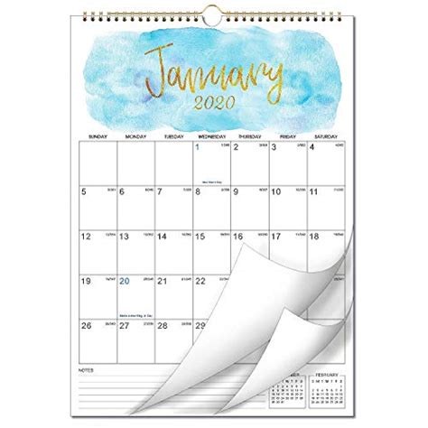 2020 Monthly Wall Calendar 12″ X 17″ Two Wire Binding Large Blocks
