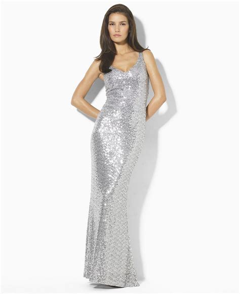 Lauren By Ralph Lauren Sleeveless Sequin Evening Gown Reviews Dresses Women Macy S
