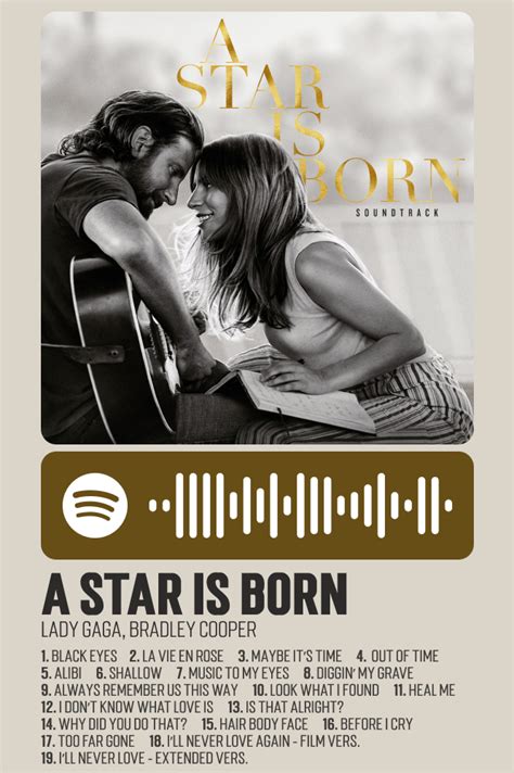Album Cover Poster A Star Is Born By Lady Gaga And Bradley Cooper Never Love Again A Star Is